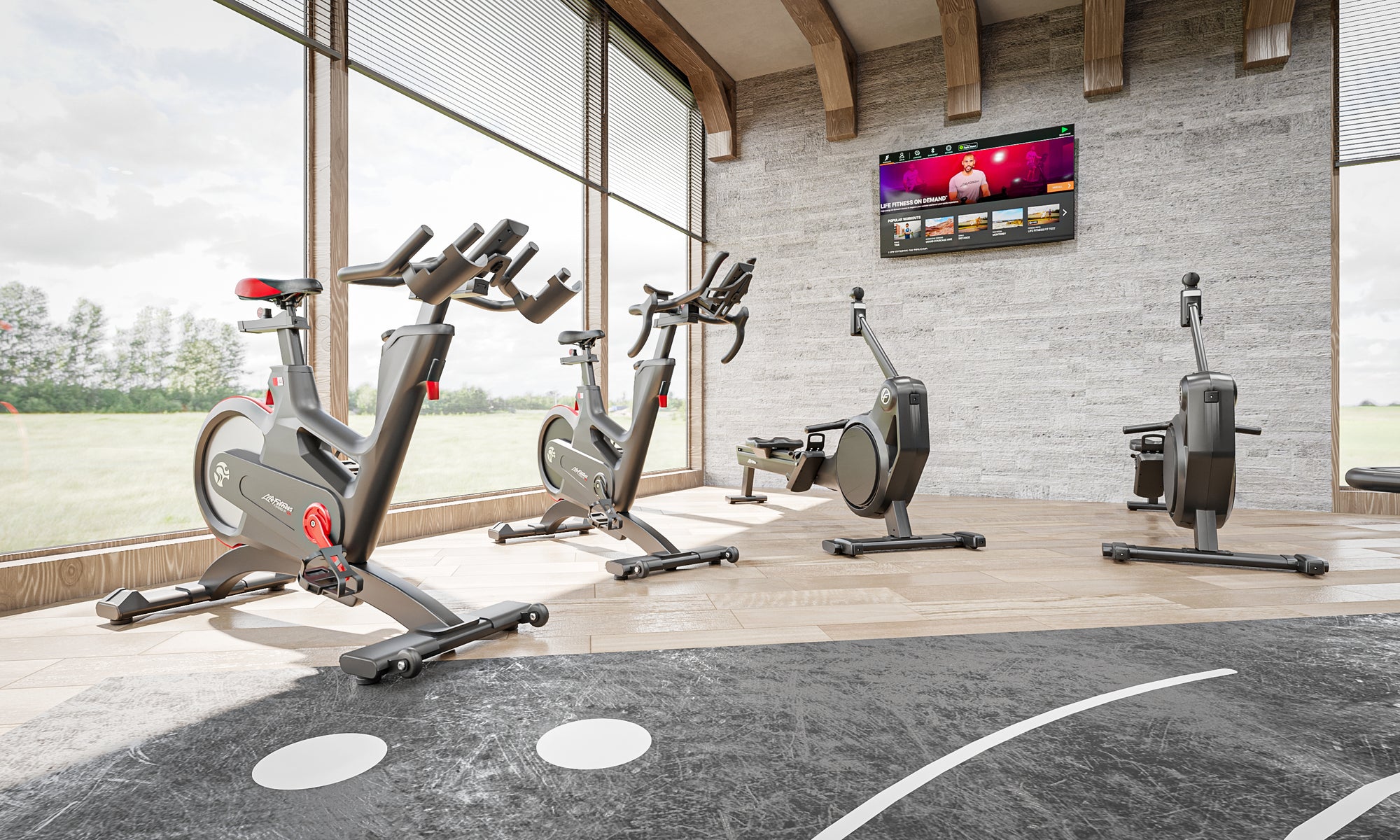 Life Fitness Office Gym Design with bikes