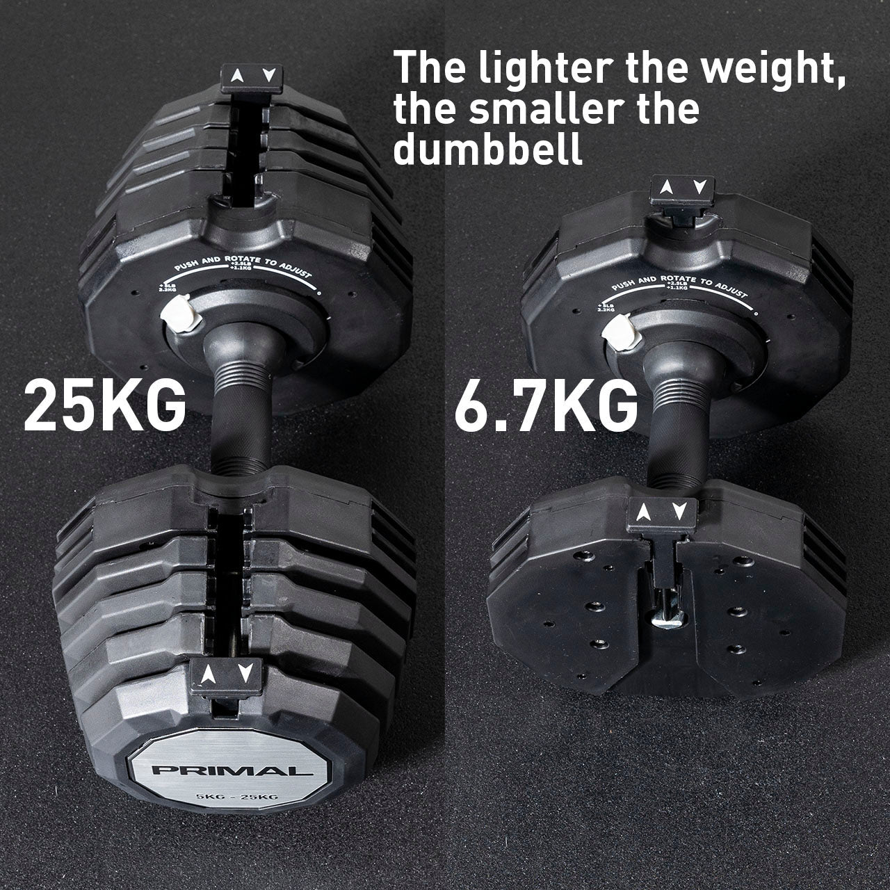 Primal Personal Series 4.5-25kg Adjustable Dumbbell