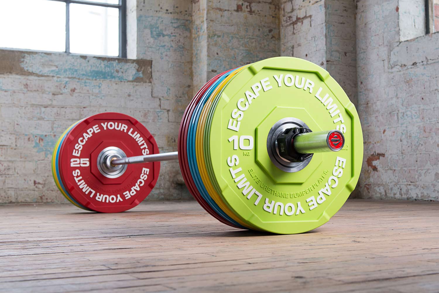 Escape Coloured Bumper plates & Bar  