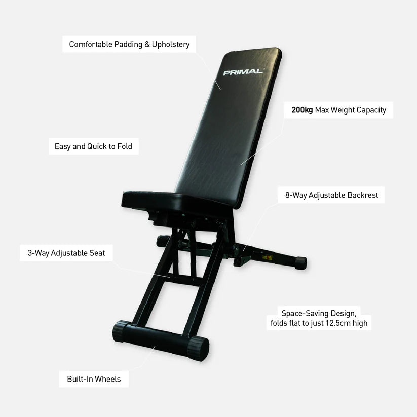 Primal Personal Series Flat Folding Adjustable Bench