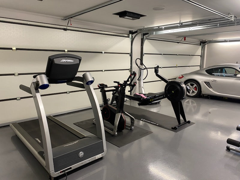 garage gym with wattbike