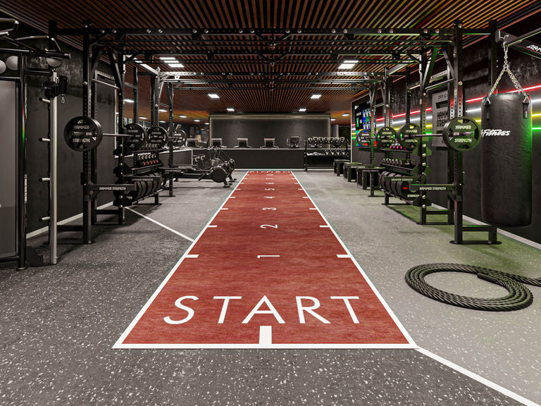 school gym design showing crossfit area