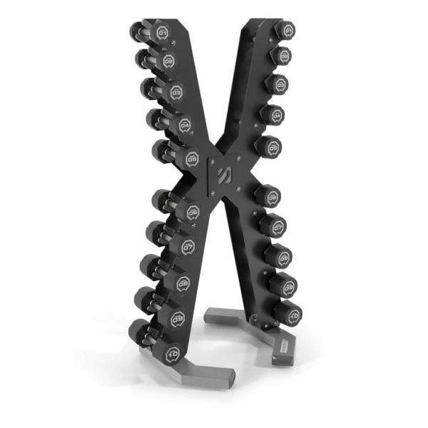 Escape X Rack 2.0 with dumbbells showing