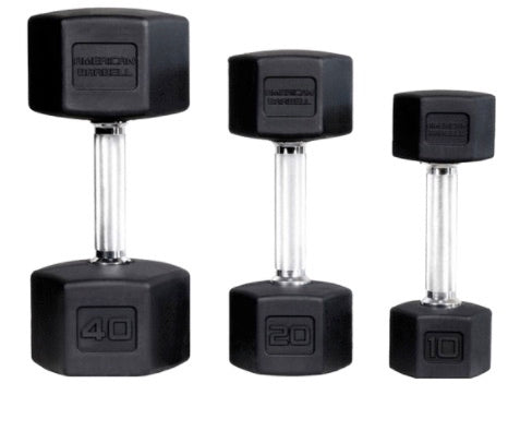 Hammer Strength Rubber Hex Dumbbells - Pairs
