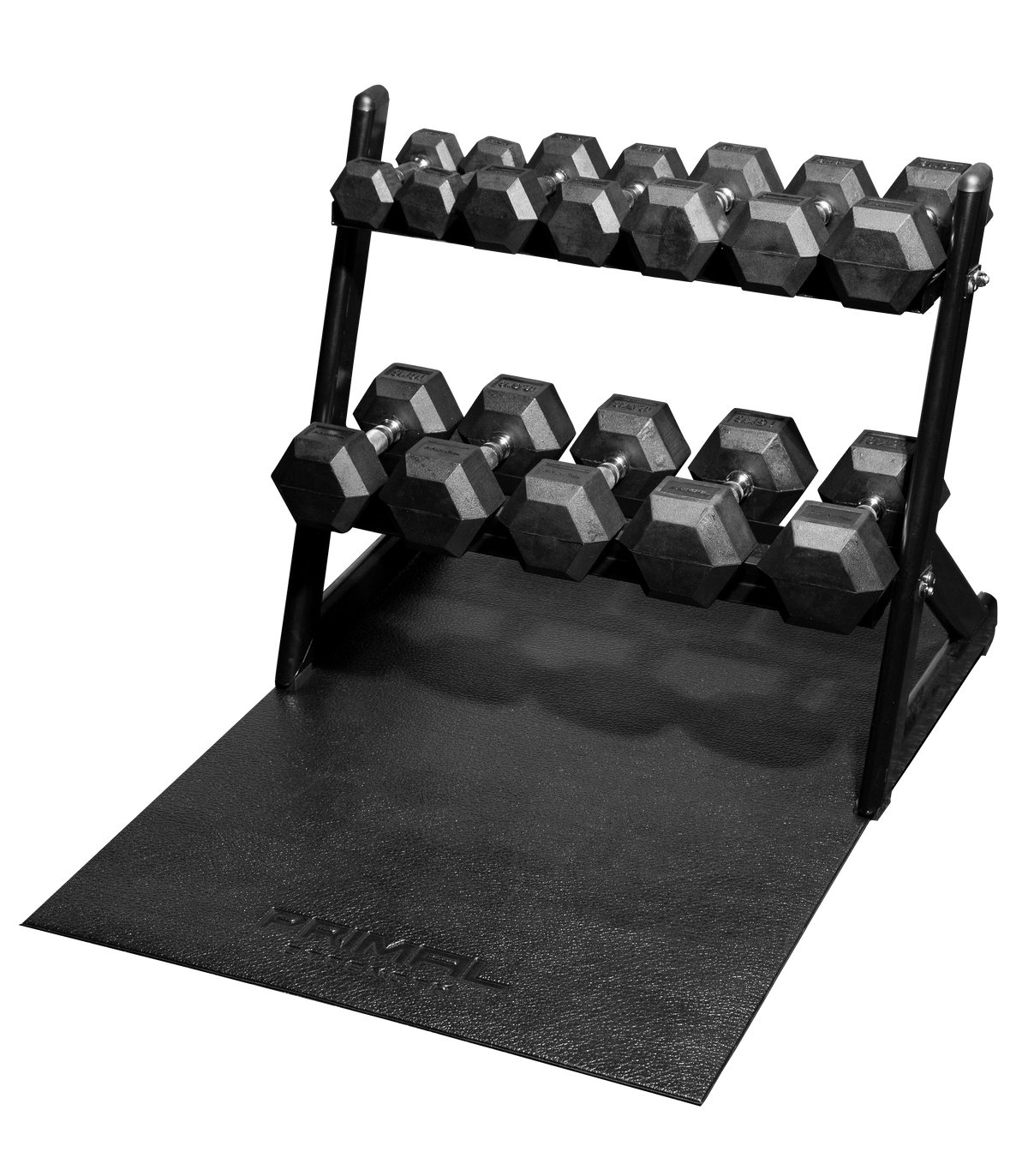 Primal Strength 2.5kg-15kg Hex Set And Rack With Mat