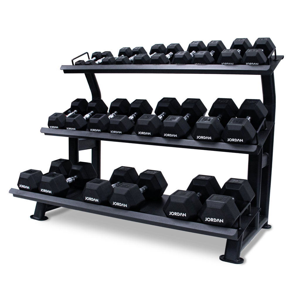 Jordan 12 Pair, 3 Tier Hexagonal Dumbbell Rack With Trays