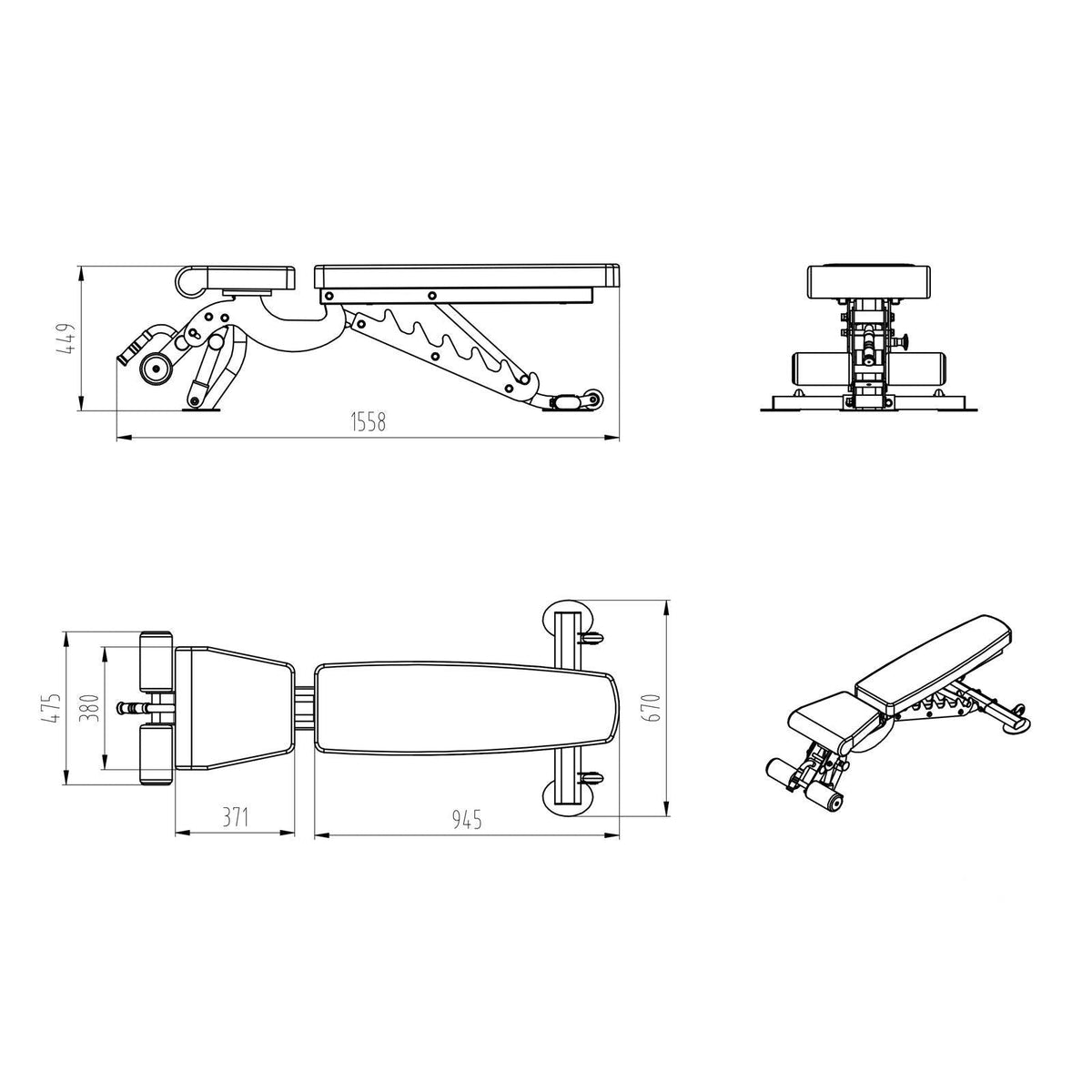 Primal Pro Series Multi Adjustable Bench With Foot Support