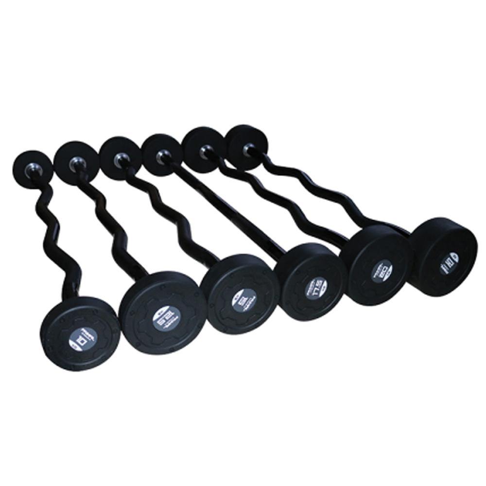 Primal Pro Series Rubber 10-45kg Fixed Barbell Set - EZ Bar