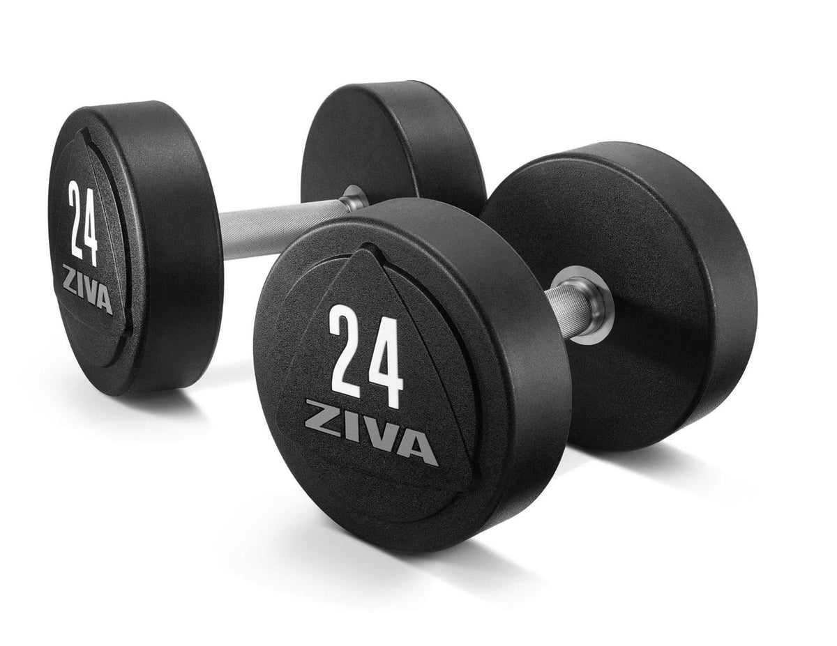 Ziva Zvo Solid Steel Urethane Dumbbells - Grey Logo