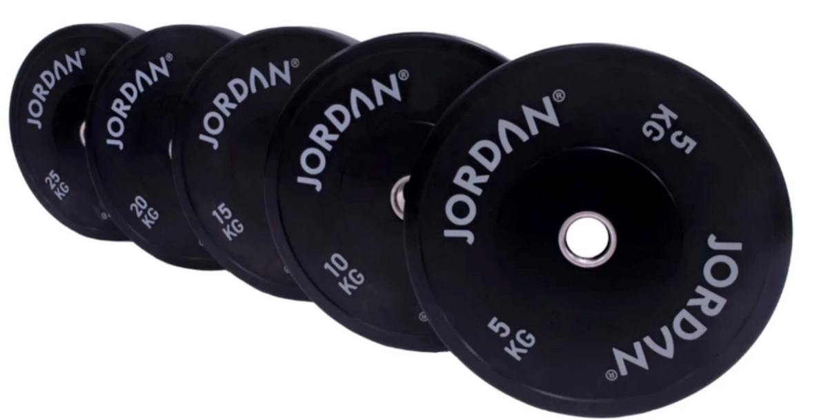 JORDAN HG BLACK RUBBER BUMPER PLATES - 150kg Set