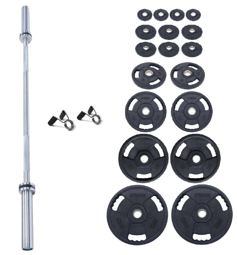 Jordan 140kg Classic Rubber Olympic Disc and Bar Set