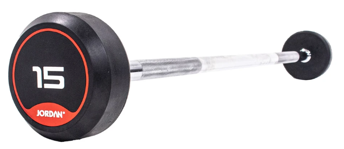 Jordan Rubber Barbell Set 10-45kg Solid Ends with Straight Bars and Rack  