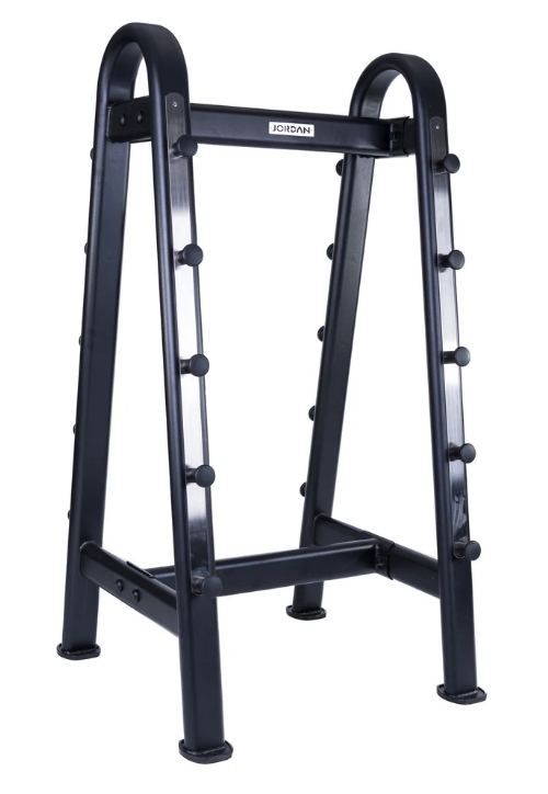Jordan Rubber Barbell Set 10-45kg Solid Ends with Straight Bars and Rack