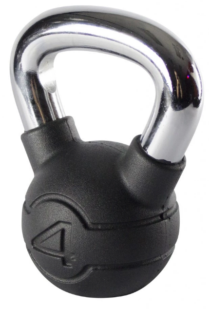 Jordan Black Rubber Covered Kettlebell with Chrome Handle (up to 24kg)