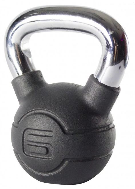 Jordan Black Rubber Covered Kettlebell with Chrome Handle (up to 24kg)