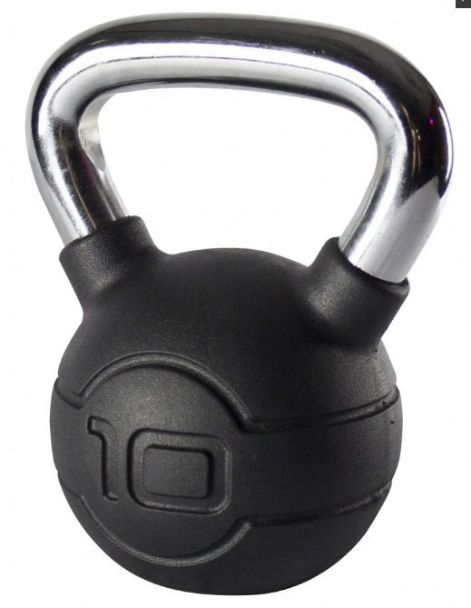 Jordan Black Rubber Covered Kettlebell with Chrome Handle (up to 24kg)
