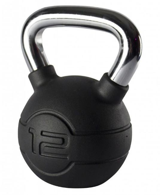 Jordan Black Rubber Covered Kettlebell with Chrome Handle (up to 24kg)