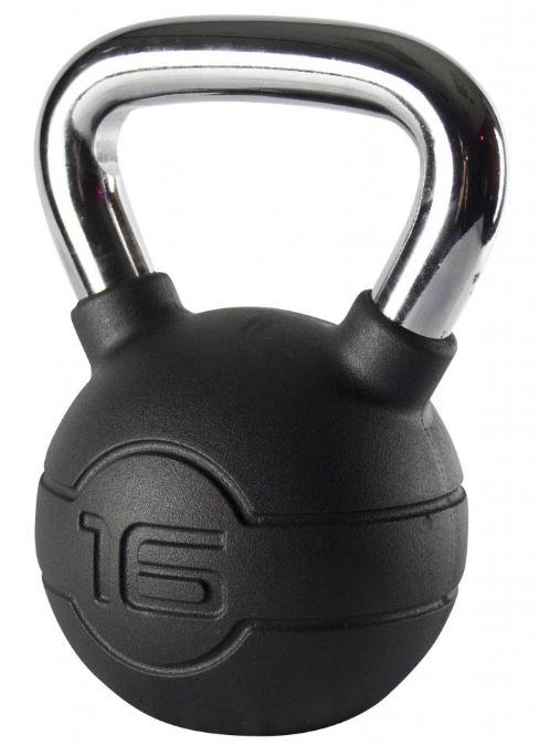 Jordan Black Rubber Covered Kettlebell with Chrome Handle (up to 24kg)