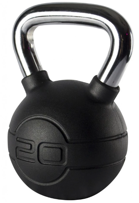 Jordan Black Rubber Covered Kettlebell with Chrome Handle (up to 24kg)