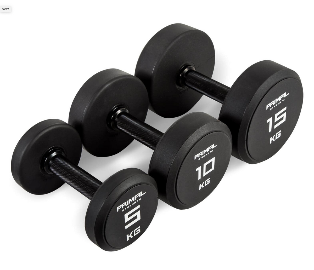 Primal Strength Urethane Dumbbell Set 27.5-50kg (10 pairs)