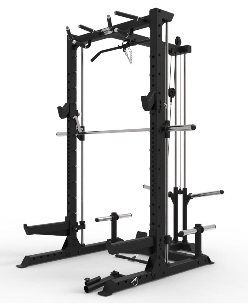 Primal Pro Series Half Rack With Lat Pulldown And Low Row