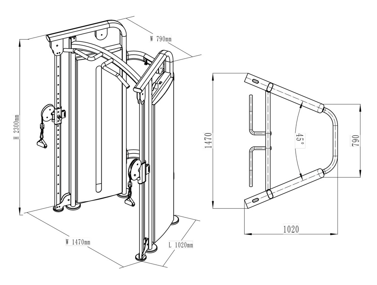 Primal Pro Series Dual Adjustable Pulley Functional Trainer