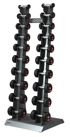 Jordan Classic Rubber Grey Dumbbell set 1 10kg with Rack