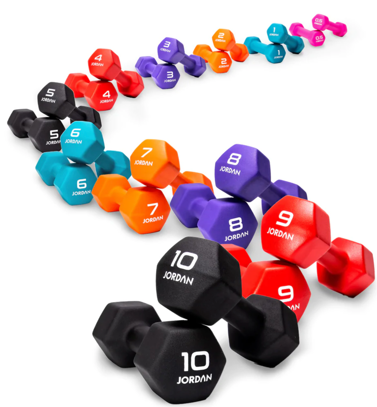 JORDAN Neoprene Studio Hex Dumbbells