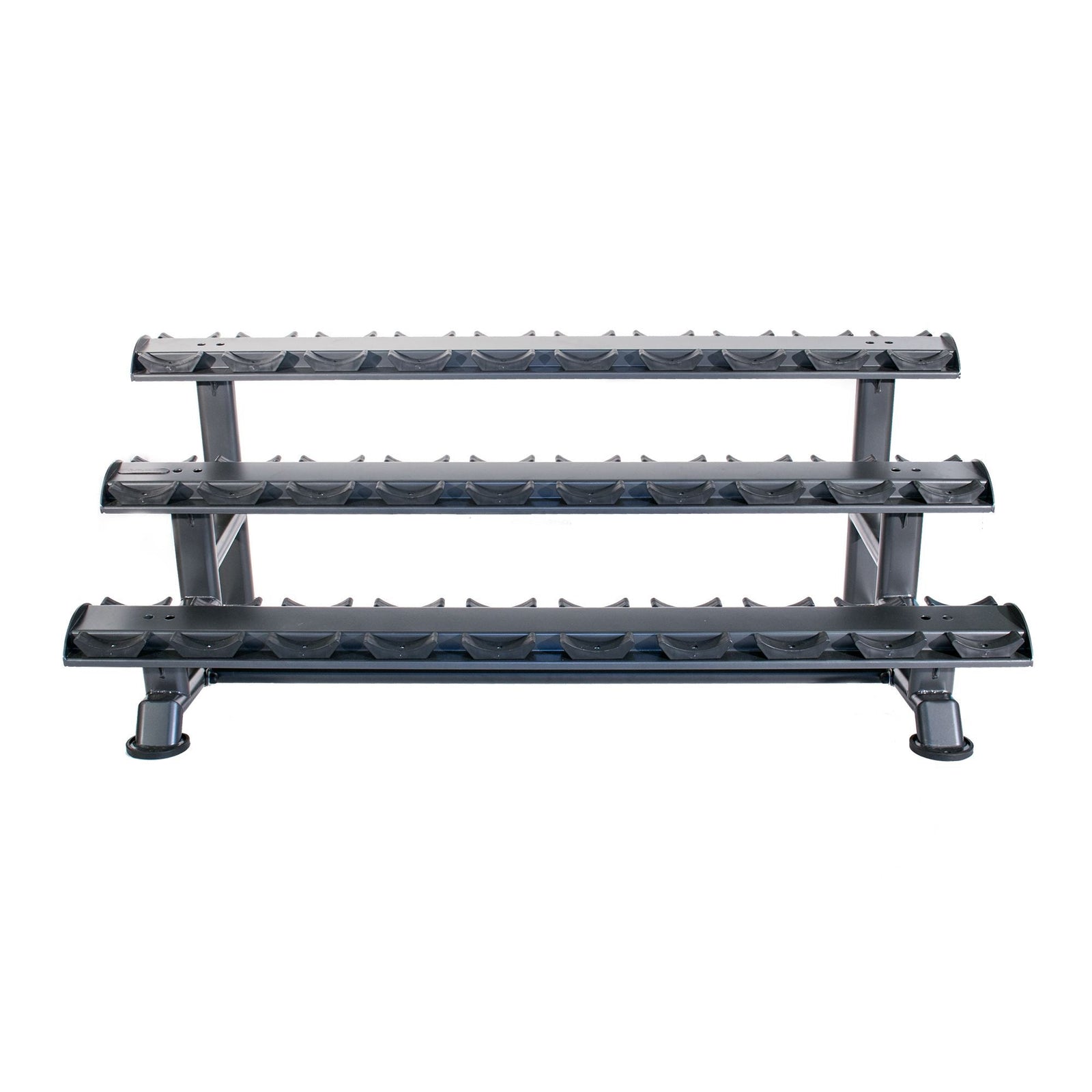Physical Company Horizontal Dumbbell Rack with Saddles - Holds 15 pairs  